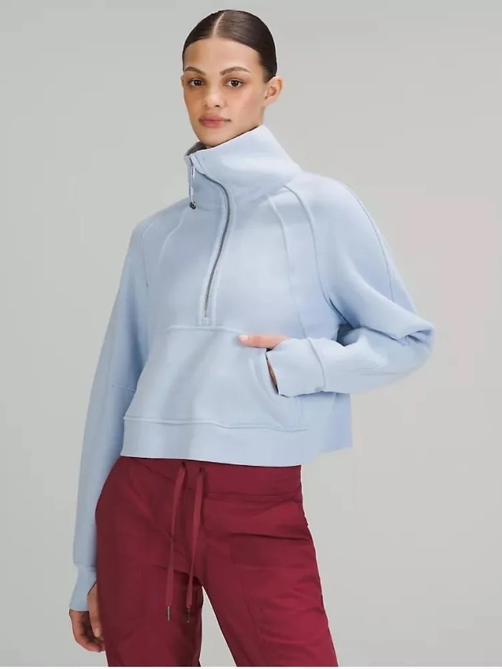 lululemon athletica Cropped Half-Zip Funnel Sweatshirt - Light Blue